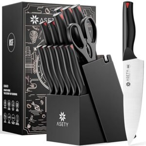 9 Knife Set 15 PCS Kitchen knife Set with Bulti-in Sharpener Block